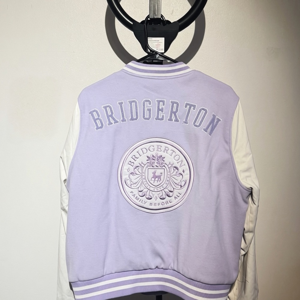 Bridgerton Purple and White Varsity Jacket